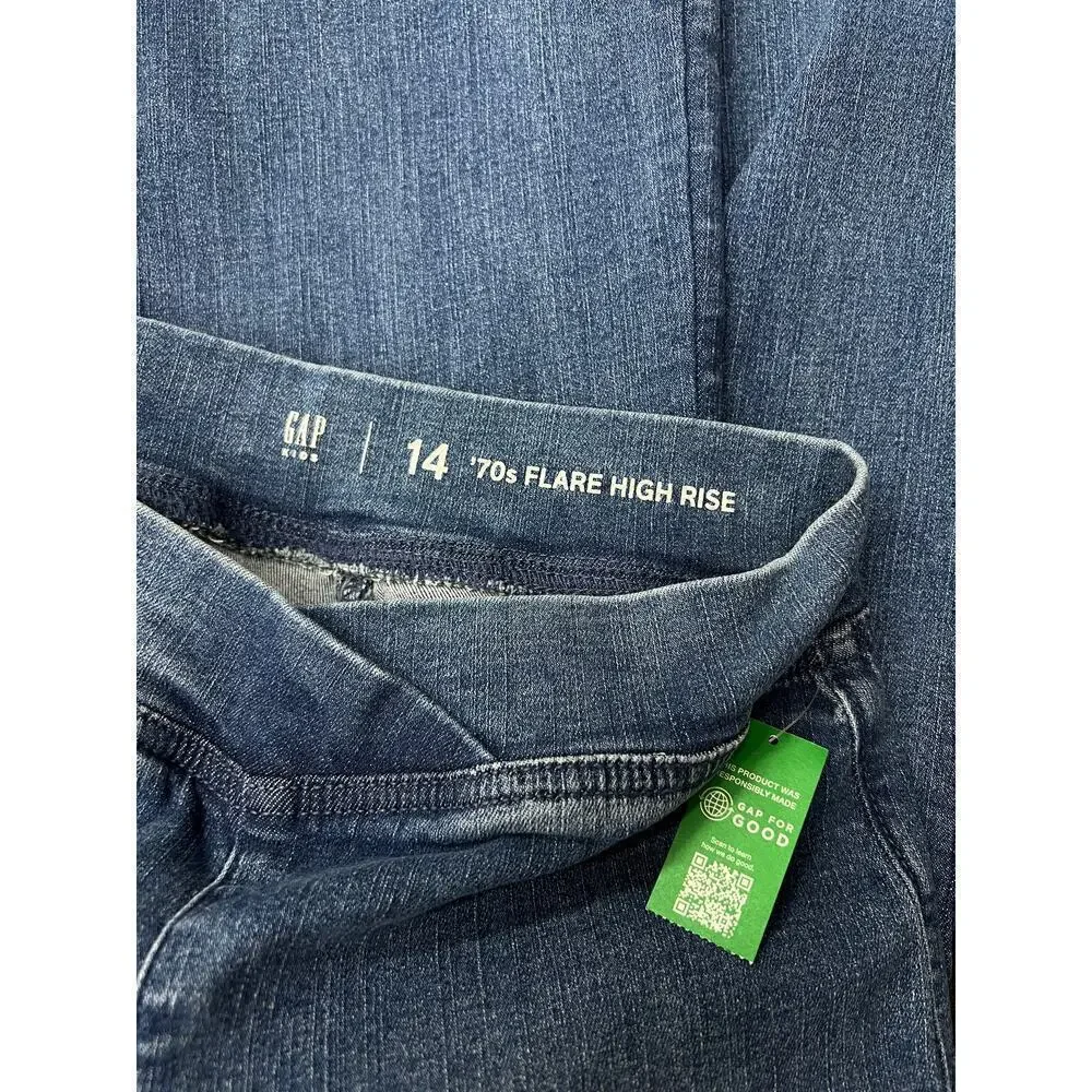 GAP Kids High Rise Crossover Flare Jeans in Medium Wash size 14 NWT